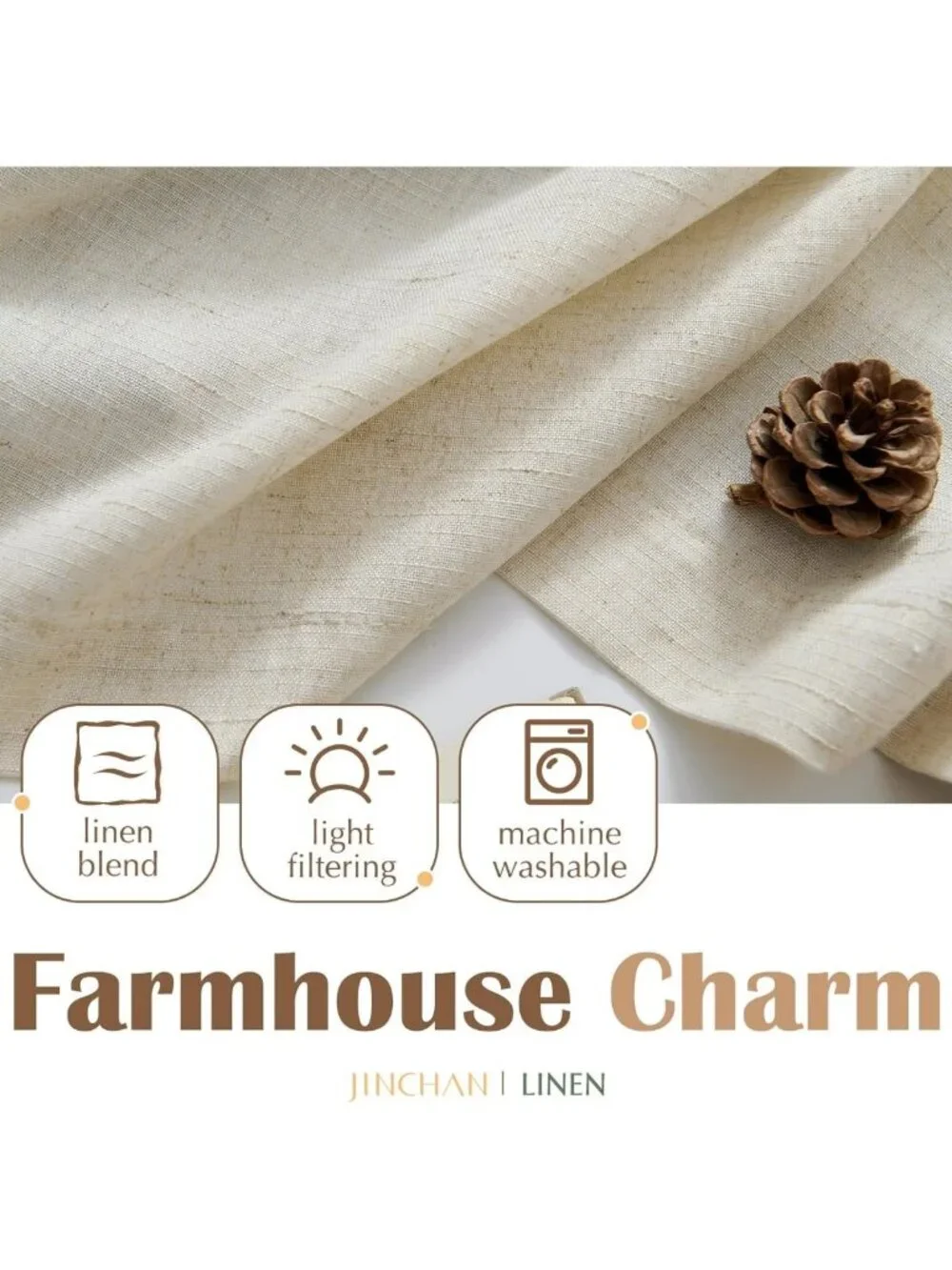 Light Filtering Linen Blend Curtains 45